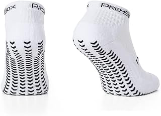 PremSox Running Ankle Grip Socks Non Slip Sports Sock featuring Anti-Skid Rubber Pads inside and out Anti Slip Cushion for Running, Football, Fitness, Weightlifting White