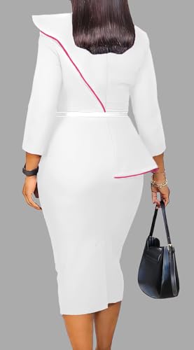 Image of Wear to Work Dress for Women Business Casual Bodycon Midi Dress Elegance Church Outfits
