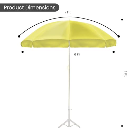Image of ORILEY Garden Umbrella with Stand Foldable Big Size (7ft Height 42 Inch Rib Arm) Heavy Duty Waterproof Rain & UV Sun Protection Outdoor Patio for Balcony Shedding Cantilever & Lawn (Yellow)