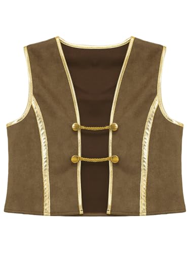 Kids Boys Medieval Pirate Vest Viking Renaissance Steampunk Waistcoat Top Halloween Party Dress Up3