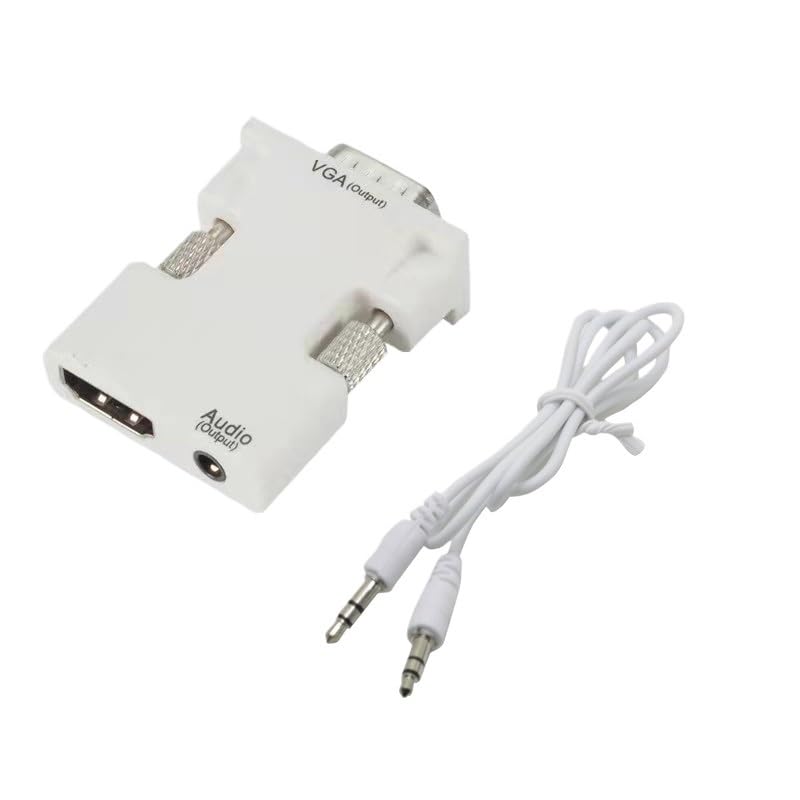 with HDMI Female to VGA Male Converter Audio Adapter Cable for Projector HD Computer Set-Top Box(White)