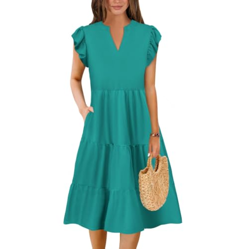 Robe midi bohème fluide pour camoufler les complexes avec élégance et poches