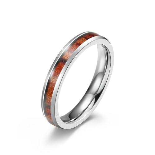 Bague d’incrustation en bois d’acier titane pour hommes et femmes Couples unisexes Alliances Bijoux de mode