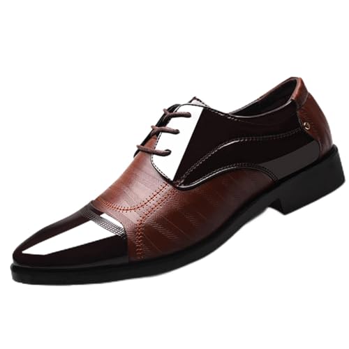 Men's Fashion Dress Shoes, Lace Up Sneakers Oxfords Classic Casual Shoes Modern Formal Block Heel Rubber Slip Resistant Business Classic