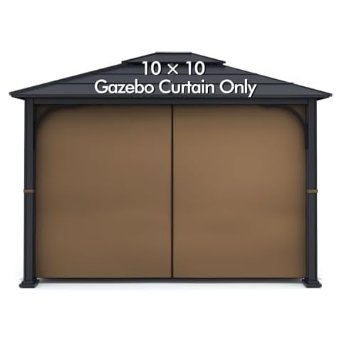 Gazebo Universal Replacement Privacy Curtain - Wonwon Privacy Panel Canopy Side Wall with Zipper for 10' x 10' Outdoor Gazebo (Brown) Cover