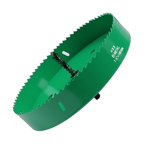 Image of 7.5 Inches /190mm Bi-Metal Hole Saw with Arbor & Pilot Bit | Green-Coated, Cuts Fiberboard, Wood, Drywall, Plastic, Soft Metal, PVC, Cornhole Boards, For Precision Drilling