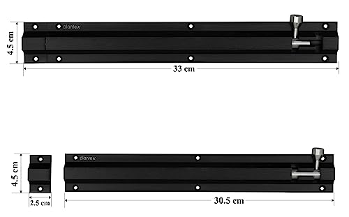 Image of Plantex Stainless Steel Tower Bolt /Tower Bolt for Home,Offices Doors and Windows /Tower Bolt for Main Door /Door Latch /Kundi /Chitakini /Door Latch for Windows - Pack of 2 (Black Finish, 12 inch)