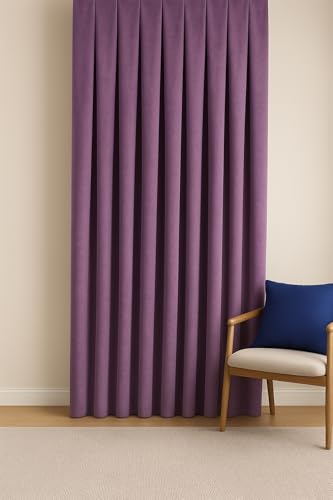 Cortibo Barcelona Kadife Dokulu Fon Perde Lila (Pilesiz), 100 x 270