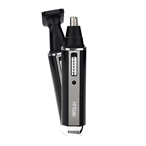 Cortapelos de Nariz, Recortador de Cara Recargable 2 en 1 con Función Impermeable IPX7 Fácil de Limpiar (Negro)