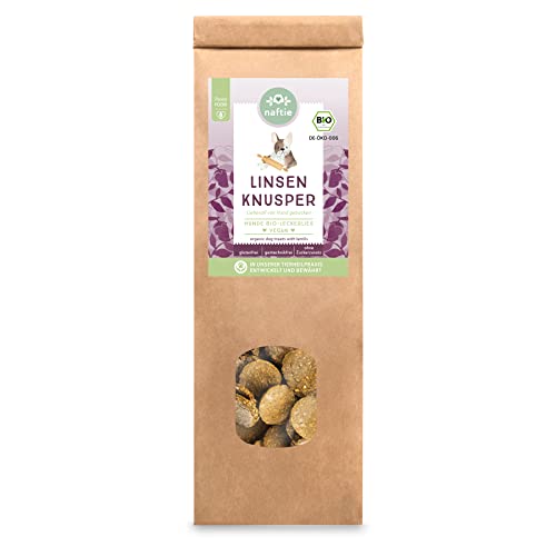 naftie Bio Leckerlis Linsen Knusper Hundekekse - nur für artige Hunde - Hundeleckerli vegan mit Buchweizenmehl - glutenfrei, handgebacken - 150g