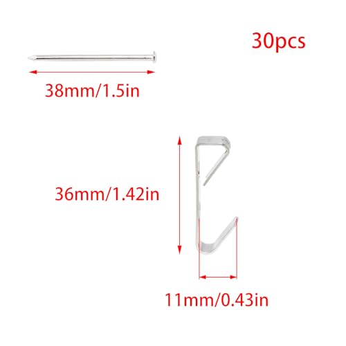 Image of 30 Pack 50LB Heavy Duty Picture Hangers with Nails,Frame Hooks Picture Hangers,Wooden Wall Painting Hangers Hooks and Nails for Mirror, Photo,Clock(Silver)