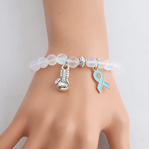 UJIMS Ovarian Cancer Awareness Gifts PTSD Warrior Charm Bracelet Ovarian Cancer Survivor Gift Teal Ribbon Jewelry4