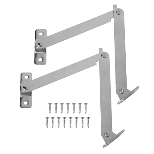 Cerniere di supporto per coperchio in metallo con funzione di sostegno, finitura bronzo antico, accessori decorativi per armadietti, portagioie, set da 2 pezzi per mobili, cassettiere e (argento)