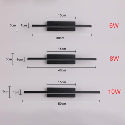 Aplique de pared LED negro de 30cm con enchufe e interruptor 6