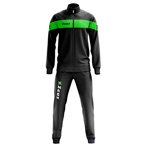 Tuta Apollo Nero-Verde Fluo Fluo Zeus Corsa Sport Uomo Staff Running jogging Allenamento Relax Calcio Calcetto Torneo Scuola Sport (XL)