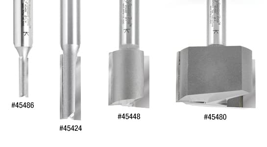 Amana Tool 45420-5 5-Pack Carbide Tipped Straight Plunge High Production 1/2 D x 1-1/4 CH x 1/2 SHK x 2-7/8 Inch Long Router Bits