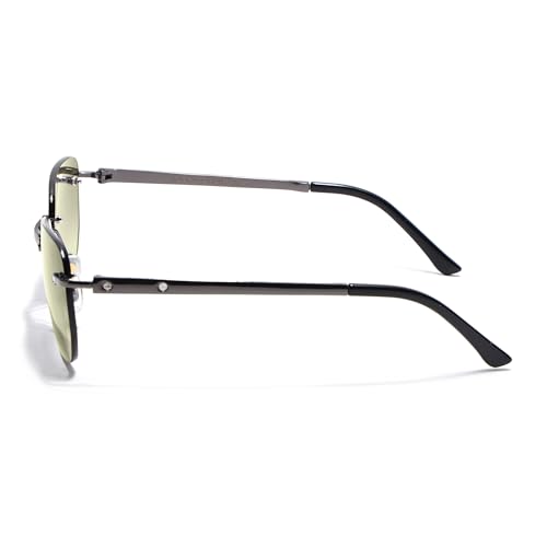 Image of Voyage Rimless Polarized Sunglasses for Men & Women (Black Lens | Black Frame - MG7601)