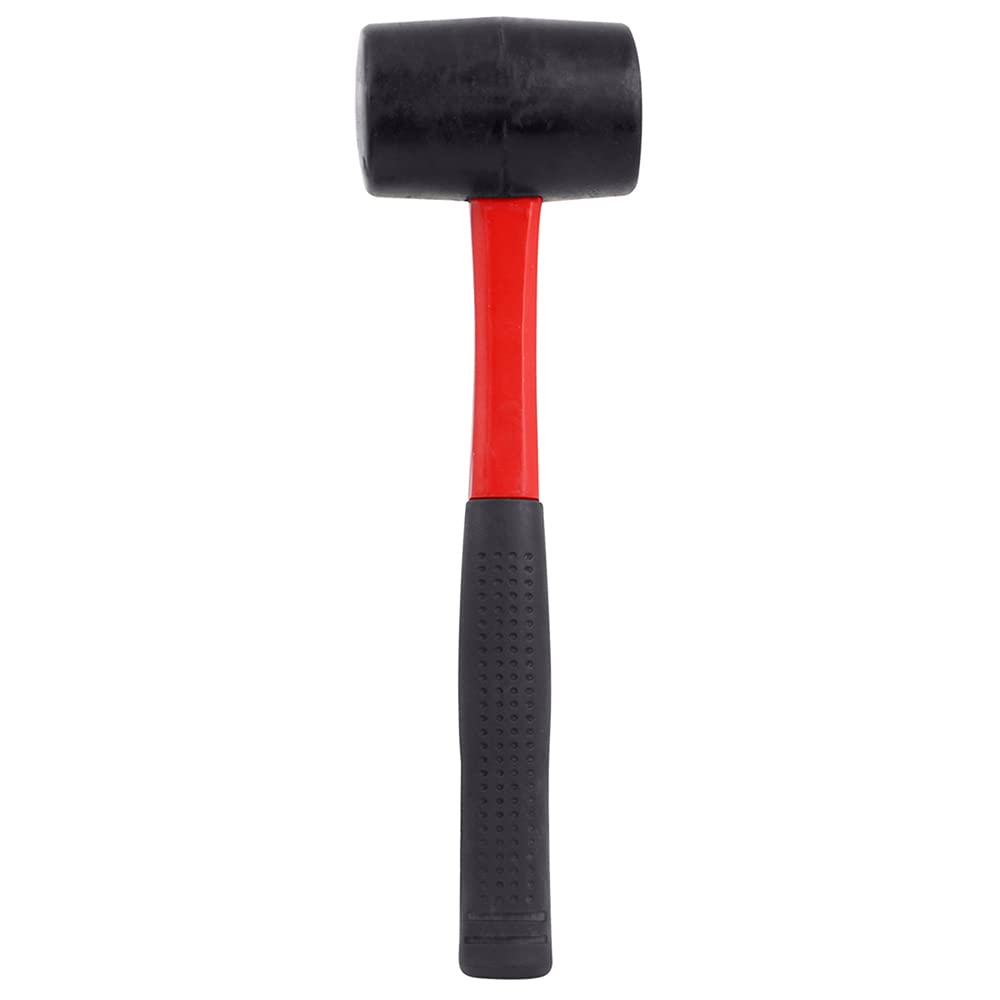 16oz Rubber Hammer Mallet Fibreglass Shaft With Grip Handle DIY Camping DT10220