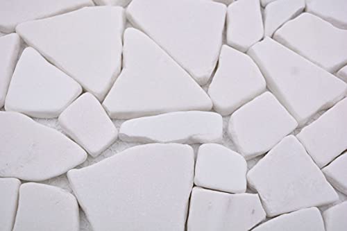 MOS44-0102 - Piastrella da parete in marmo naturale poligonale, colore: Bianco