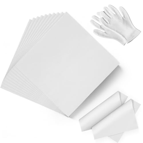 Silver Polishing Cloth Jewelry Cleaning Kit 10PCS Cleaning Polishing Cloth 2PCS White Cotton Gloves Jewelry Cleaner Cloth for Sterling Silver Jewelry Gold Platinum Silverware Diamonds Gemstone