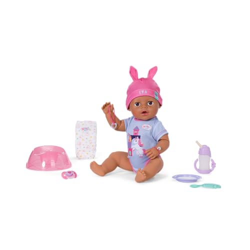 Baby Born Muñeca Eva Click & Play con 10 Funciones y 8 Accesorios, para niños a Partir de 3 años, Funciona sin Pilas, muñeca de 43 cm con Brazos móviles y Mano Click & Play