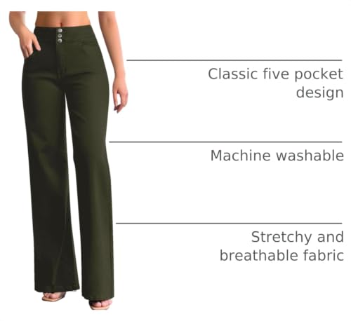 Image of roswear Women's Wide Leg Jeans Casual High Waisted Stretch Baggy Loose Denim Pants
