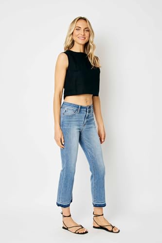Judy Blue Women's Mid-Rise Release Hem Cropped Bootcut Pants - Comfort Stretch Denim 82589-2