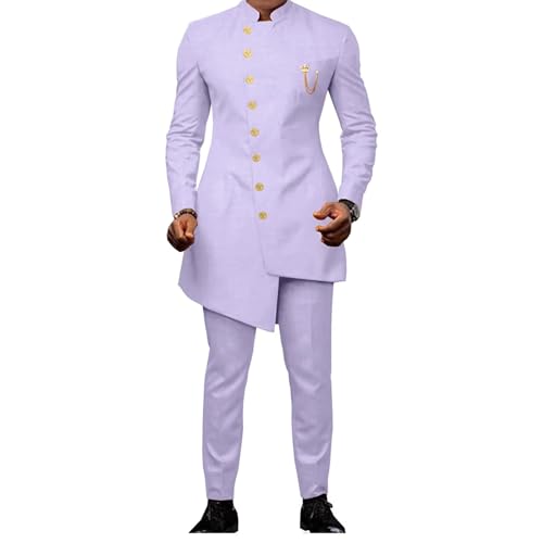 African Men's 2 Piece Formal Wedding Party Suit for Men with Jacket Pants Fashion Slim Fit Outfits4