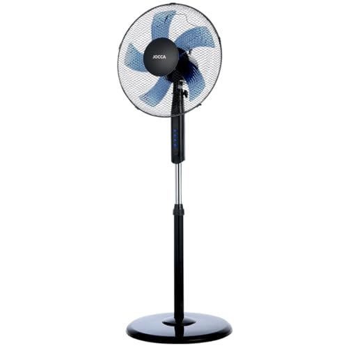 Jocca - Ventilatore da terra 45W| 3 velocità | Base rotonda | Diametro 40 cm | Altezza regolabile 125 cm | 5 lame | Silenzioso| Nero