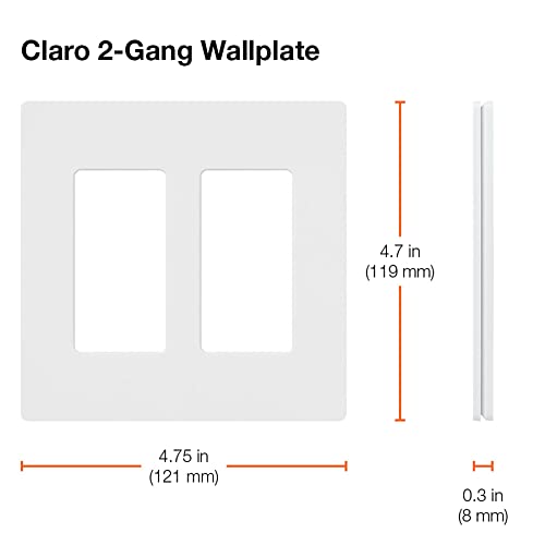 Image of Lutron Claro Light Switch Cover Plate, 2 Gang Wallplate, for Decorator Light Switches, Rocker Light Switch Cover, Outlet Cover, Screwless Switch Plate Cover, Gloss, CW-2-AL, Almond