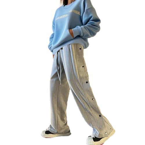 Women's Pants Side Split Snap Button Casual Faux Suede Sweatpants Workout Track Basketball Joggers3