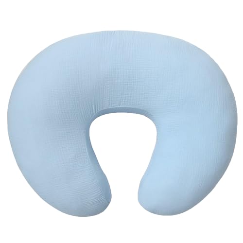 Image of Owlowla Muslin Nursing Pillow Cover,Soft Cotton Nursing Cover Fits Breastfeeding Pillow for Baby Boy Girl(Baby Blue)