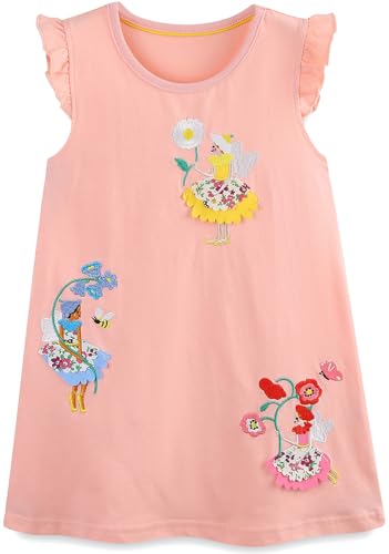 Vestido para Niñas Verano Algodón Floral con Unicornio Sin Mangas Cortas Casual Vestidos Tallas 1 7 años, 1 2 años, Flores