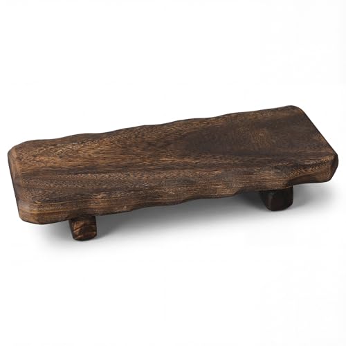 Briwooody 22 x 9 Inch Decorative Found Wood Board Farmhouse Wood Riser Pedestal Stand for Kitchen Bathroom Counter Rustic Wooden Board for Plant Jewelry Vanity Candle