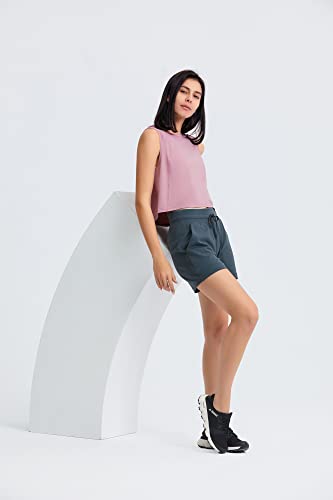 altiland High Neck Workout Crop Tops for Women, Open Back Athletic Gym Running Exercise Shirts4