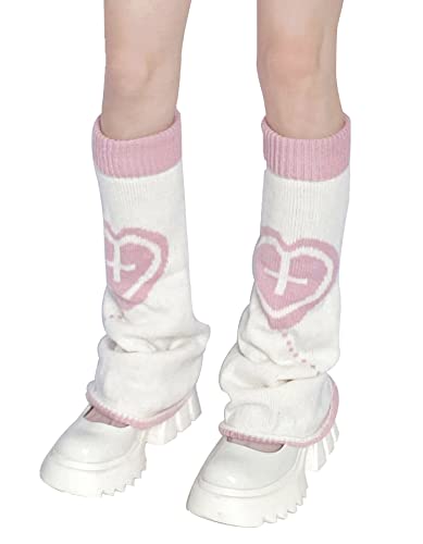 Image of WODECASA Girls Kawaii Leg Warmers Knitted Flared Leg Sleeves Goth Crochet Baggy Cuff Ankle Heap Socks