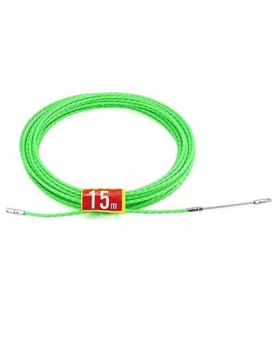 QWORK® 15M Kabeleinzug Einziehhilfen, Wanddrahtfädler, Breite 4,5 mm für Kabelverlegung, Kommunikationskabel, Elektrikerwerkzeuge