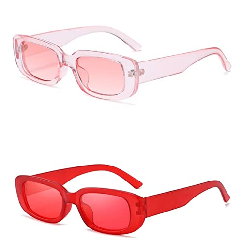 Image of IKANOO Retro Rectangle Sunglasses for Women Men Small Square Frame Trendy Y2K 90's Black Sunglasses
