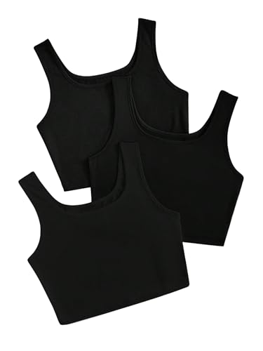 Image of Toochki Women's Knitted Sleeveless Solid Sqaure Neck Ribbed Tank & Crop Tops (Pack of 3)