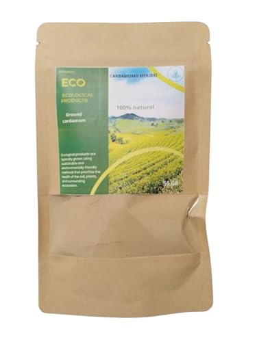 Cardamomo molido, especia natural, infusión digestiva, planta aromática, hierba medicinal, antioxidante, antiinflamatorio, sabor exótico, remedio natural, té de cardamomo, especias para cocinar.