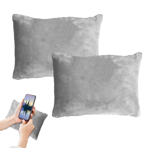 Mini almohada – 2 cojines de viaje de peluche de 28 x 18 cm | Almohada pequeña suave para el cuello, el puño, la cintura y la rodilla | Cojín portátil de siesta para animales domésticos y viajes