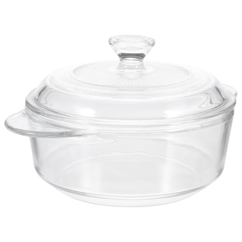 TIDTALEO Olla de Vidrio Templado para Guisar Tapa, Capacidad 1 Litro, Resistente al Calor, Apta para Microondas y Horno, Utensilio de Cocina para Sopa y Fideos Instantáneos en Hogar