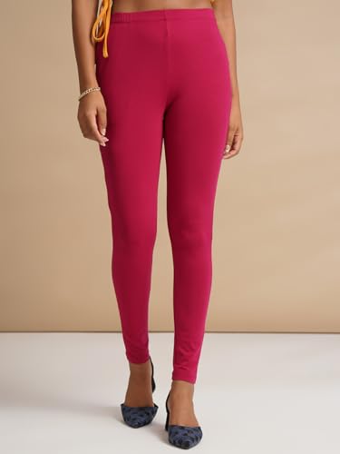 Image of ONE SKY Women Full Length Leggings | Cotton Modal Spandex Blend | High Waist Stretchable & Bio-Washed Fabric | Colour-Lock Technology | Comfortable Leggings for Women