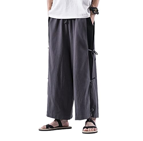 Pantalon large en lin homme coupe chinoise Hanfu tissu léger