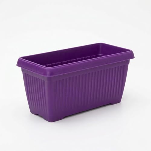 Image of Bello Rectangle 30cm Purple Plastic Planter | Rectangular Flower Pot for Home & Garden (Pack of 3)