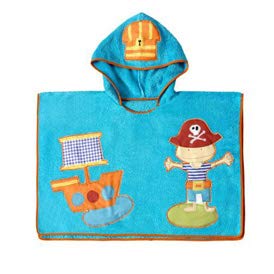 Poncho de bain avec capuche en éponge très douce avec applications réalisées à la main Bleu Tailles de 0 à 5 ans 3-5 anni