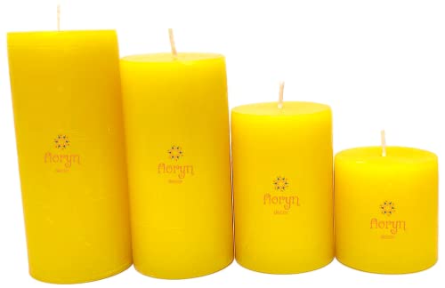 Image of Floryn Decor Paraffin Wax Smokeless Pillar Candles, Set of 4 (2 by 2, 2 by 3, 2 by 4, 2 by 4.5 inches) Vanilla