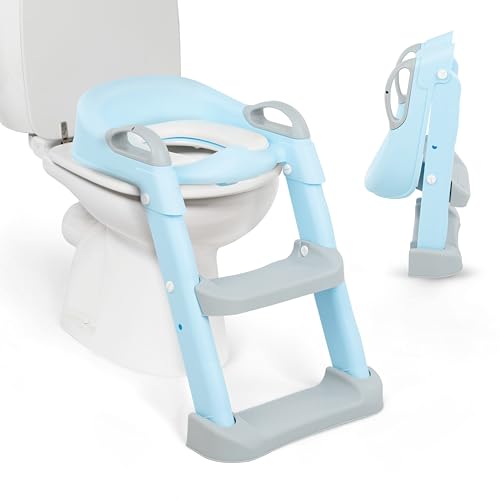 KikkaBoo Toilettensitz für Kinder mit Treppe LEA, Toilettentrainer, Zusammenklappbar & einstellbar, anatomischer Aufbau, Weiche… – Ansicht 1