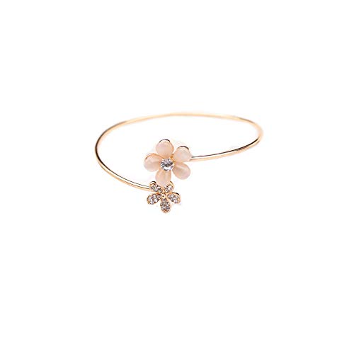 DaoAG-Accessories Rhinestone Flower Bracelets for Women Crystal Open Cuff Bracelets Simple Elegant Bling Chain Bracelet Vintage Bangle Bracelets for Girls (Gold) DaoAG-Accessories Rhinestone Flower Bracelets for Women Crystal Open Cuff Bracelets Simple Elegant Bling Chain Bracelet Vintage Bangle Bracelets for Girls (Gold)