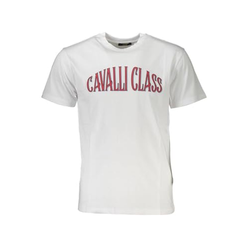 T-shirt blanc Cavalli Class en coton haut de gamme avec finitions de luxe